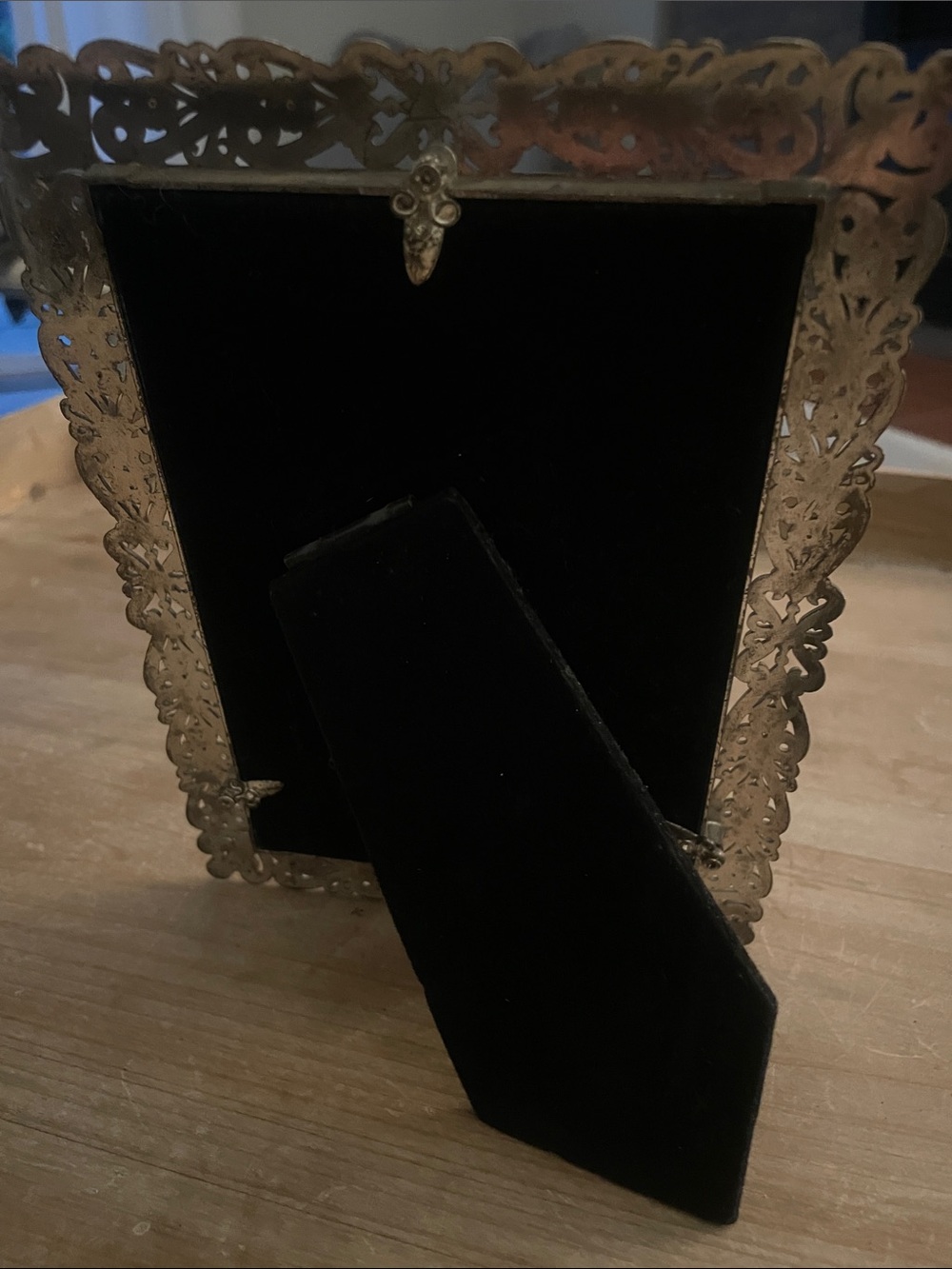Ornate filagree Bronze Decorative Picture Frame with white rhinestones - Picture 2 of 3